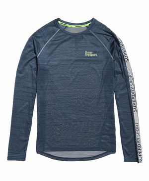 Superdry Active Microvent Hosszú Ujjú Férfi Pólók Kék | PMHXV7305